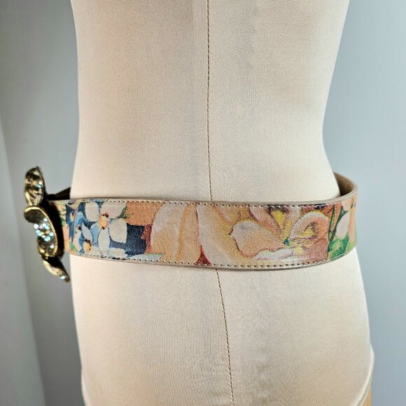 Leatherock Floral Leather Belt with Rhinestone Flower Buckle main image 5